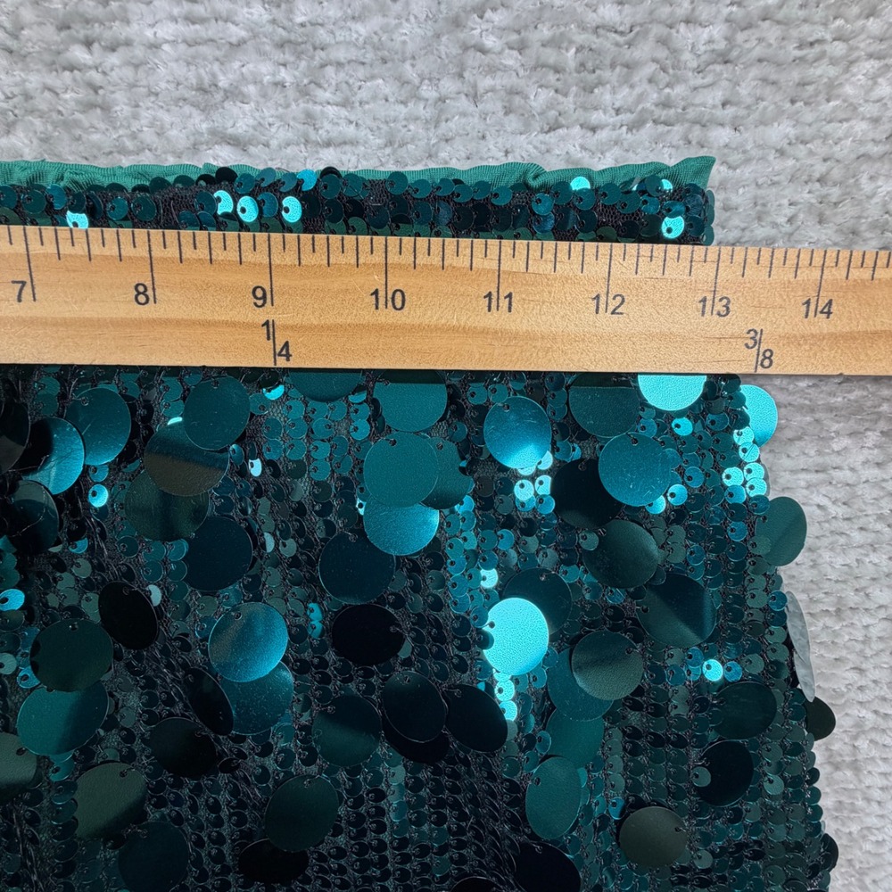 Sequin Mini Skirt Large Disc Embellished Size S Teal Green Party Rave Disco - Picture 4 of 6